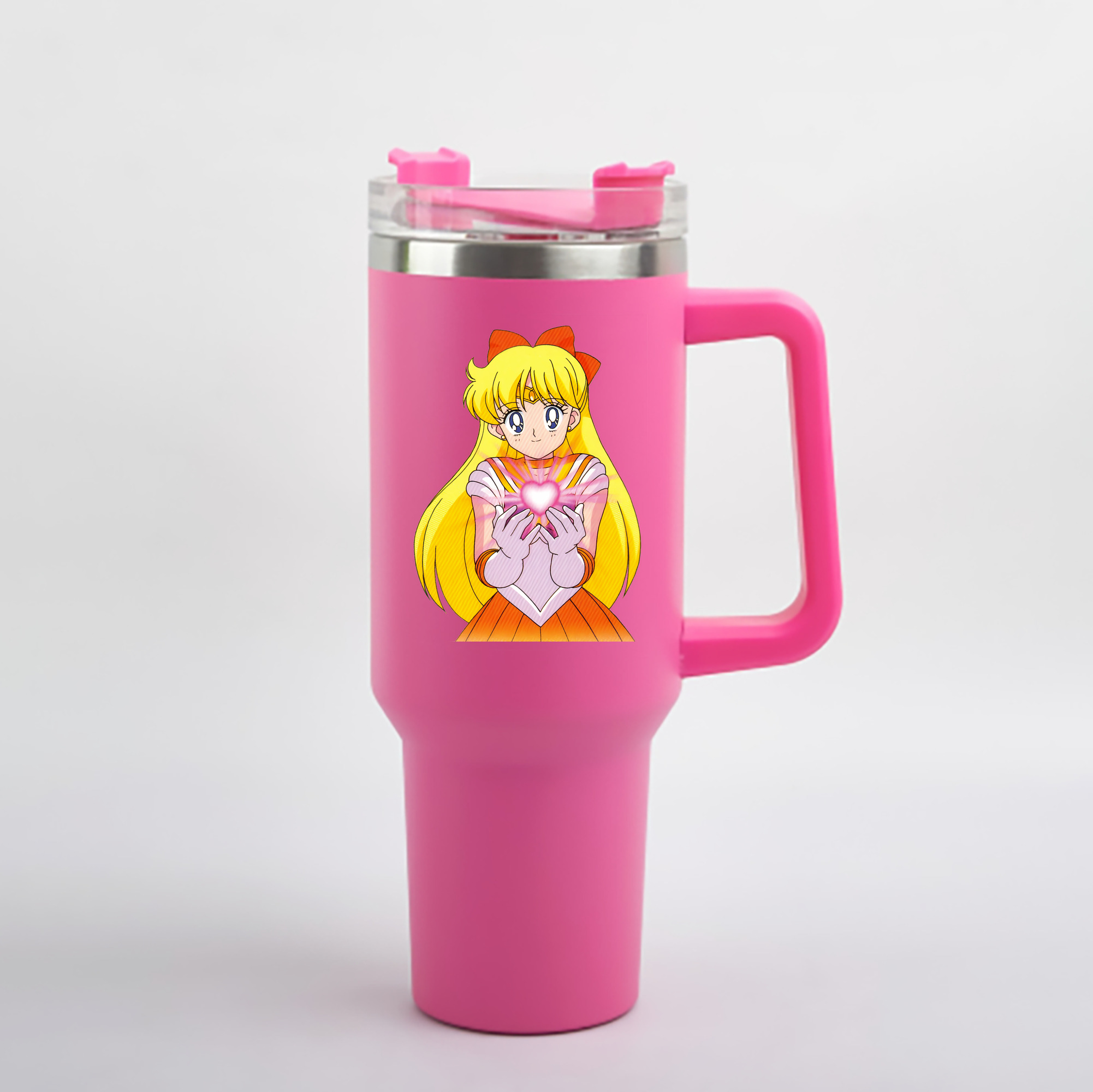 （画像用） 美少女戦士セーラームーン 愛野 美奈子 あいの みなこ Sailor Moon Aino Minako 1200mL車用タンブラー - クリスタルステッカー（プラスチックストロー付き）